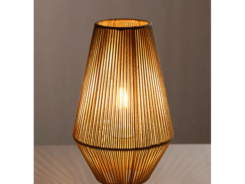 Lampe leandra en corde avec trepied en bois lampe à poser lampe de chevet lampe de bureau lampe lecture d25cm x h88cm LFN55407 - Conforama C