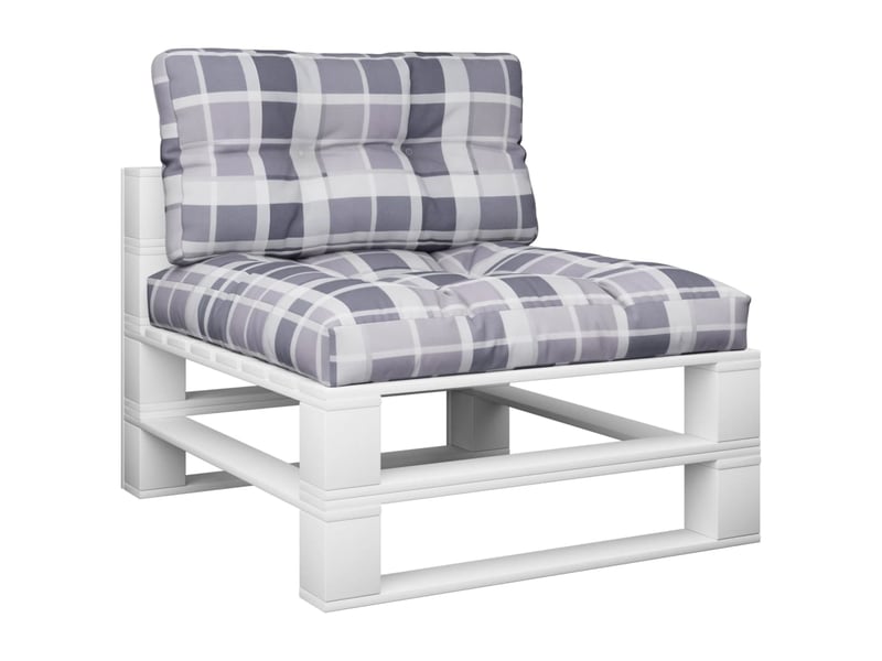  Lot de 2 coussins de palette, coussins de canapé motif à carreaux gris tissu cf59544  - Conforama C