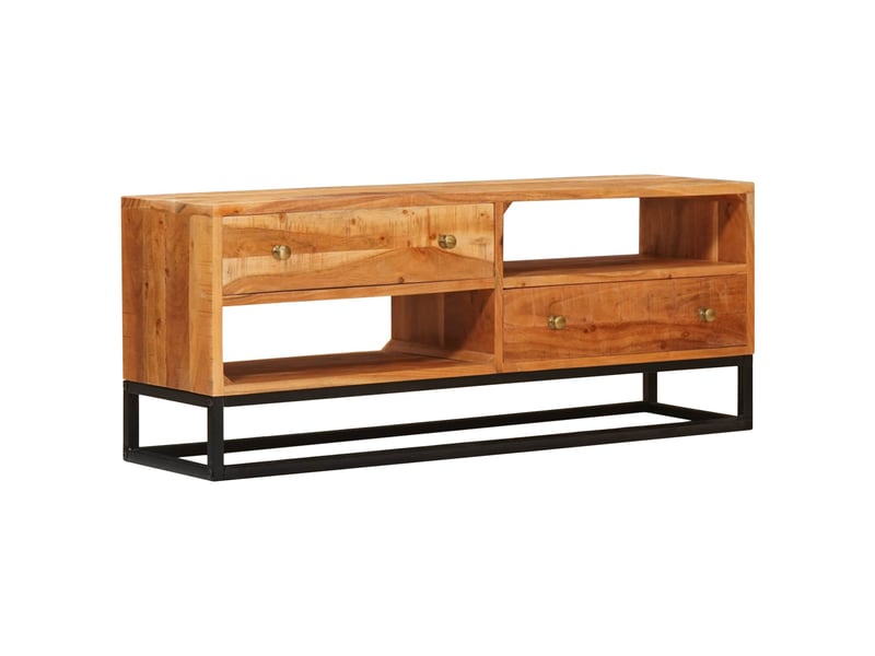  Meuble tv - banc tv - meuble de rangement naturel 110 x 30 x 44 cm bois d'acacia massif  - Conforama E