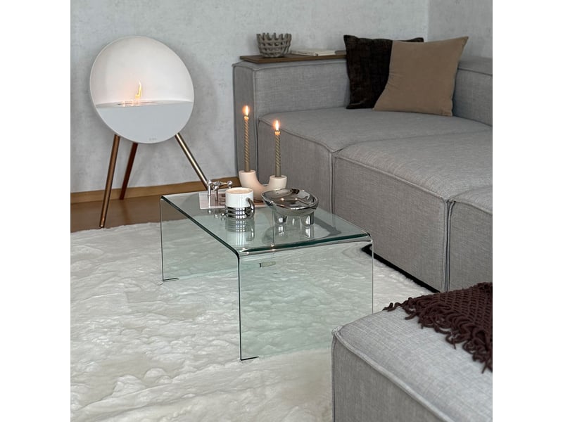  Table basse en verre table de salon rectangulaire design moderne en verre trempé avec bords sûrs arrondis transparent  - Conforama W