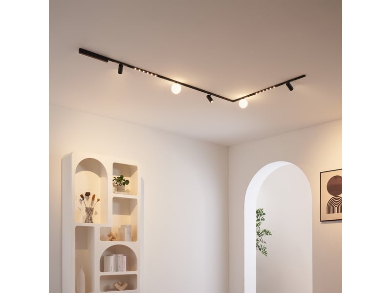 Système de rail magnétique noir 3 m 3 spots 2 profilés et 2 boules led 39w - lyne Lyne - Conforama B