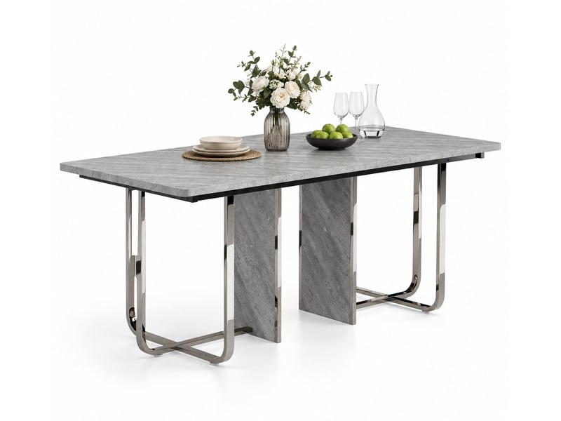 Table à manger 180x80 cm, grande table rectangulaire 6 personnes, pieds métal, structure stable Fay Lum - Conforama A