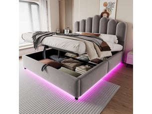 Lit coffre 140x200 cm MIVRAY    coloris gris