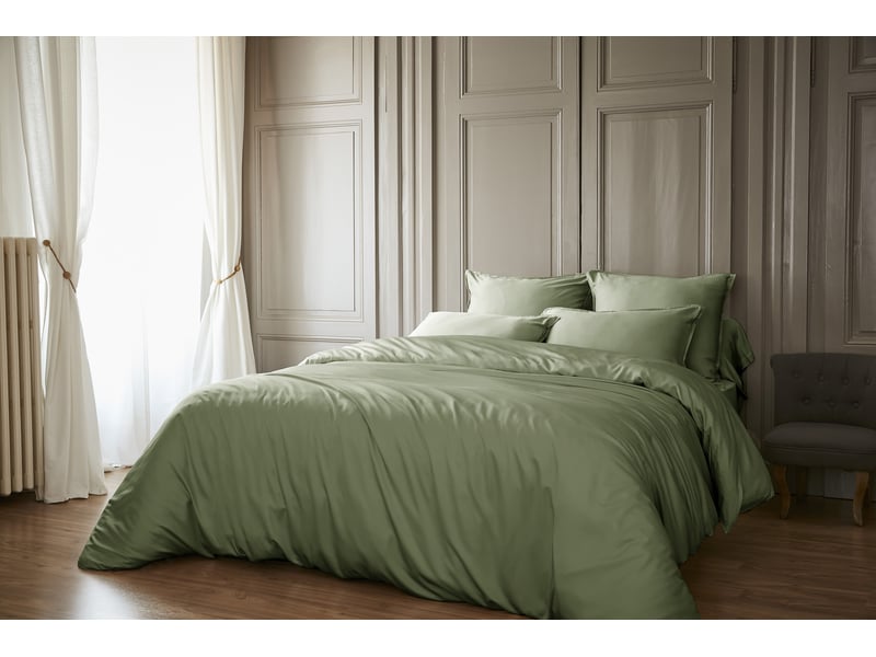  Drap housse 140 x 190 cm 100% viscose de bambou 120 fils salomé romarin 15182 - Conforama E