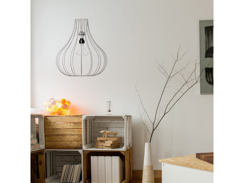  Lampe suspension en métal leonie 50cm argent  - Conforama C