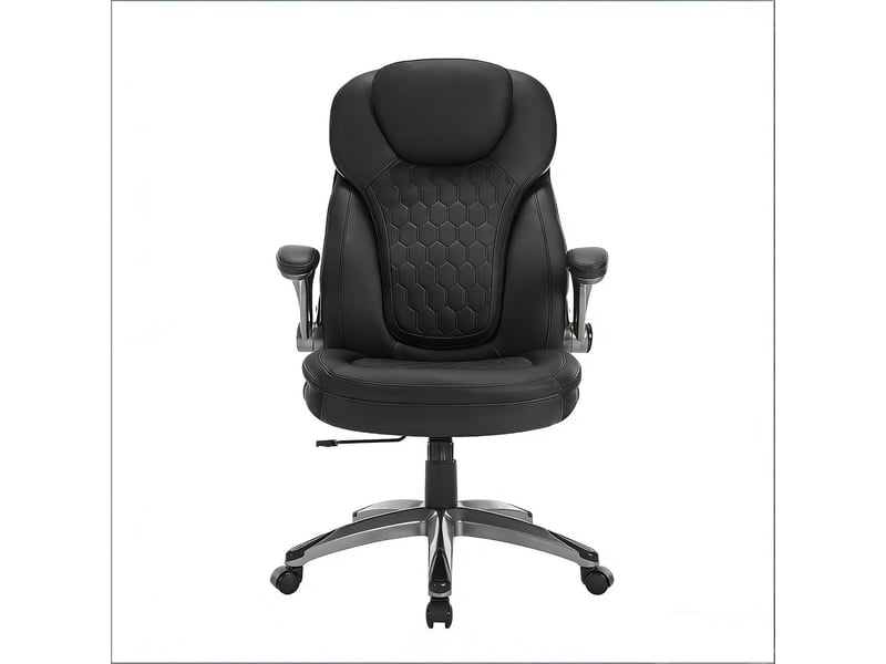  Fauteuil de bureau dossier haut accoudoirs rabattables pu et maille noir T5828P492762 - Conforama A