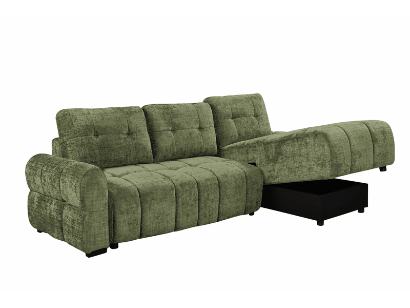  Canapé d'angle convertible avec coffre en velours chiné vert olive mahlone - angle droit KF7890-2M-VEL-VEROL - Conforama E