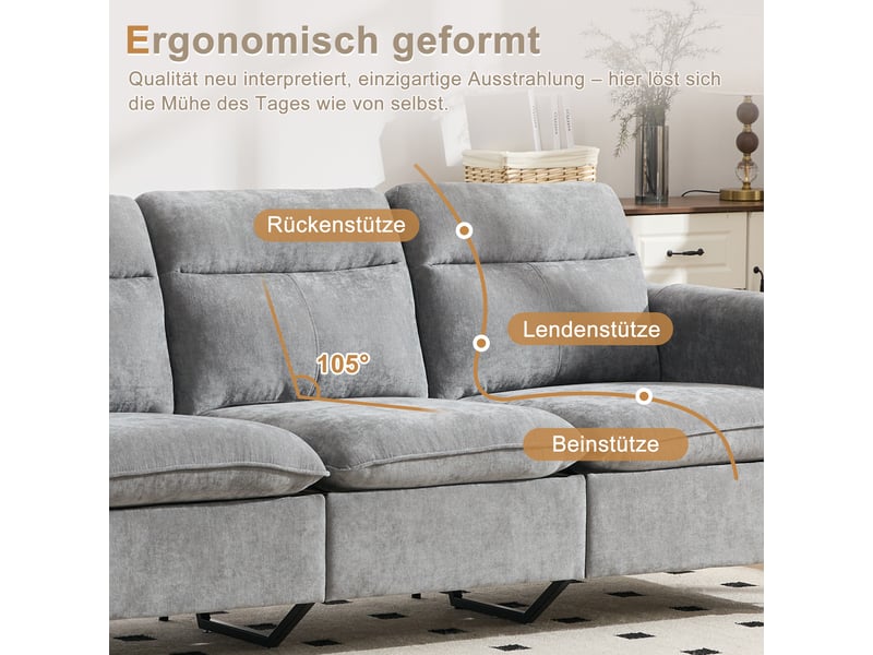  Canapé modulable en u avec poufs de rangement - 4 places - 2 poufs avec rangement - disposition modulable en u ou en l Gris clair - Conforama D