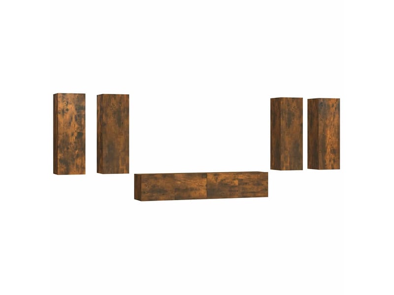  Ensemble de meubles tv 6 pcs chêne fumé bois d'ingénierie shl26008  - Conforama A