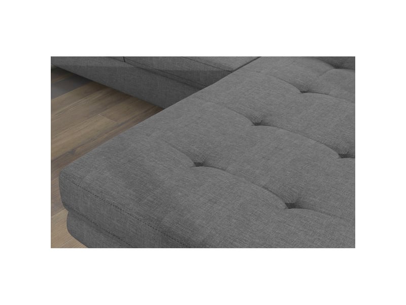 Canapé d'angle convertible amanda gris chiné – tissu effet lin et appuie-têtes réglables - Conforama D