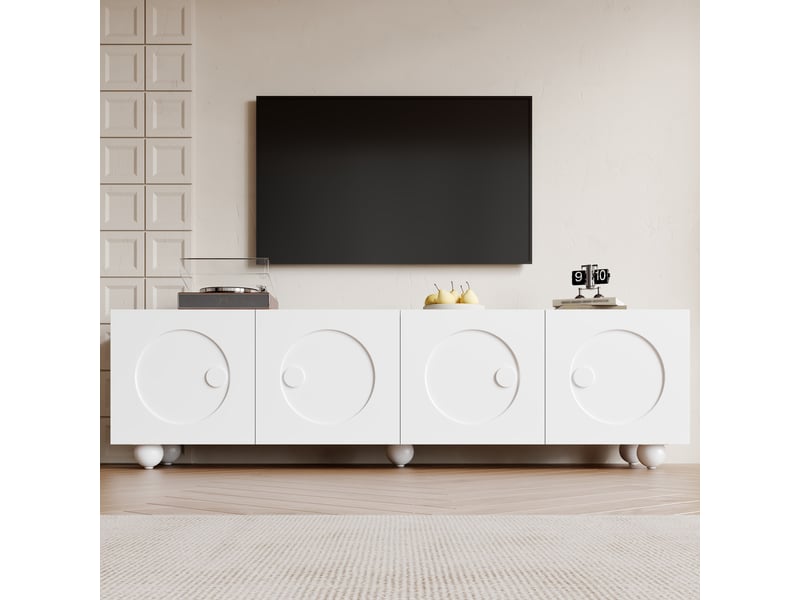  Meuble tv bas moderne 180,5 x 38 x 50 cm - design contemporain, panneaux et support intégrés  - Conforama B