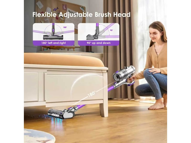 Aspirateur balai sans fil avec écran led intelligent, filtration hepa, pour poils d’animaux, tapis, sols durs et voiture - Conforama B