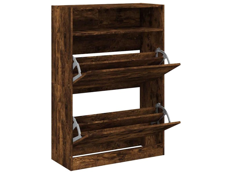  Meuble à chaussure | armoire à chaussures 2 tiroirs rabattables chêne fumé shl5170  - Conforama E