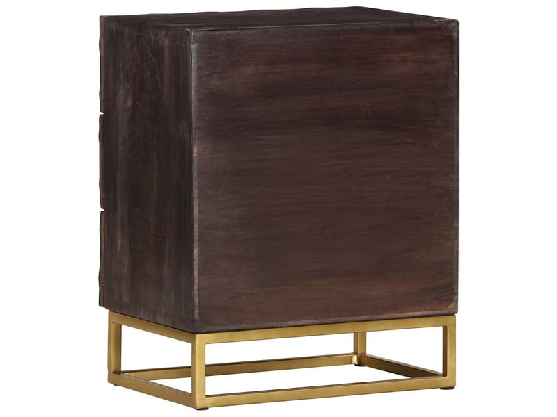  Table de chevet, table d'appoint noir 40x30x50 cm bois de manguier massif  - Conforama E