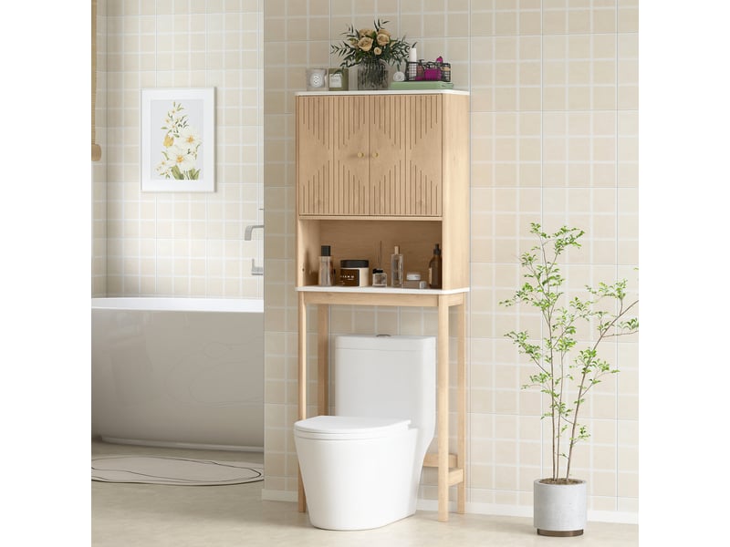  Meuble wc au-dessus des toilettes effet chêne, placard double porte, 66 x 25 x 168 cm  - Conforama D