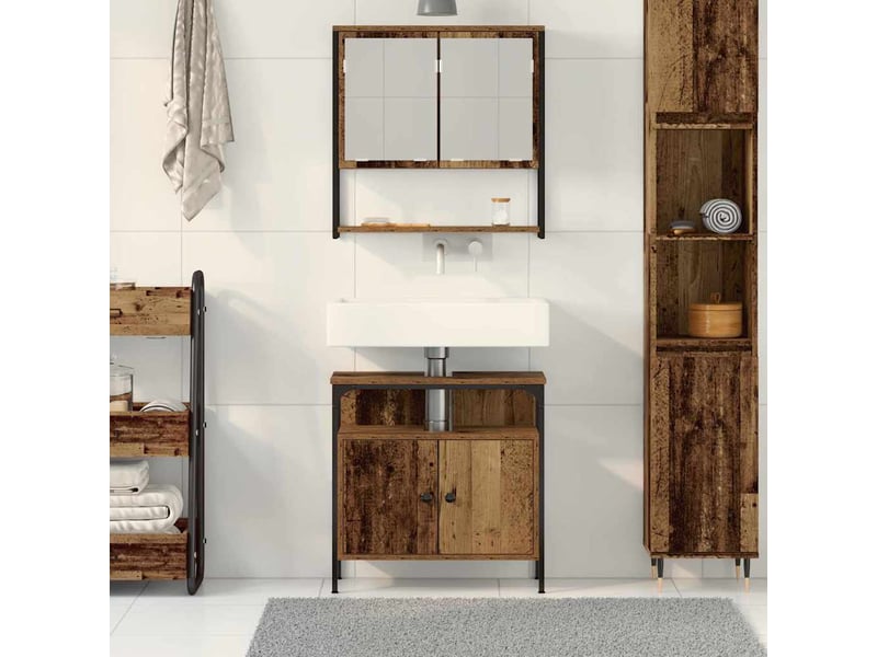 Ensemble de mobilier de salle de bain 2 pièces marron cf64227 - Conforama D