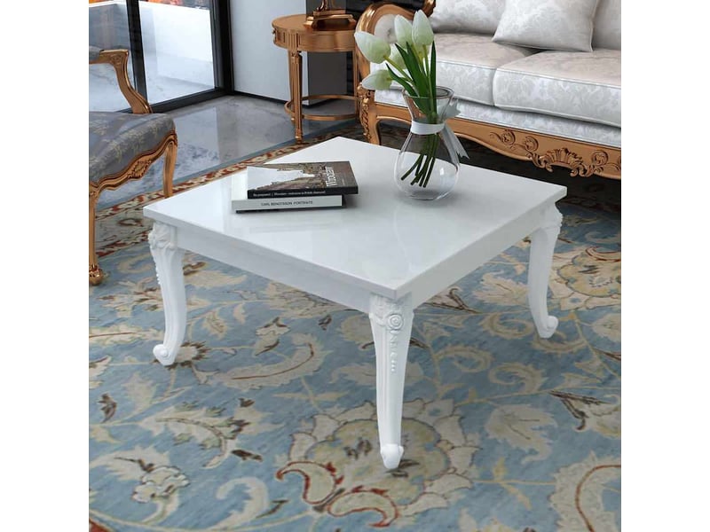  Table basse - table de salon - table à thé 80x80x42 cm blanc brillant  - Conforama B