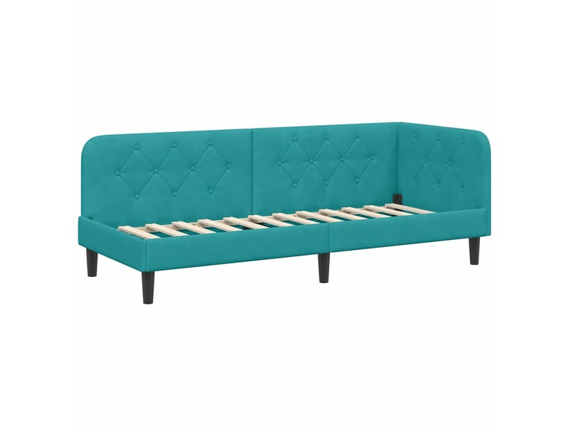  Lit simple- lit adulte -  cadre de lit d'angle turquoise 80 x 200 cm velours  - Conforama A