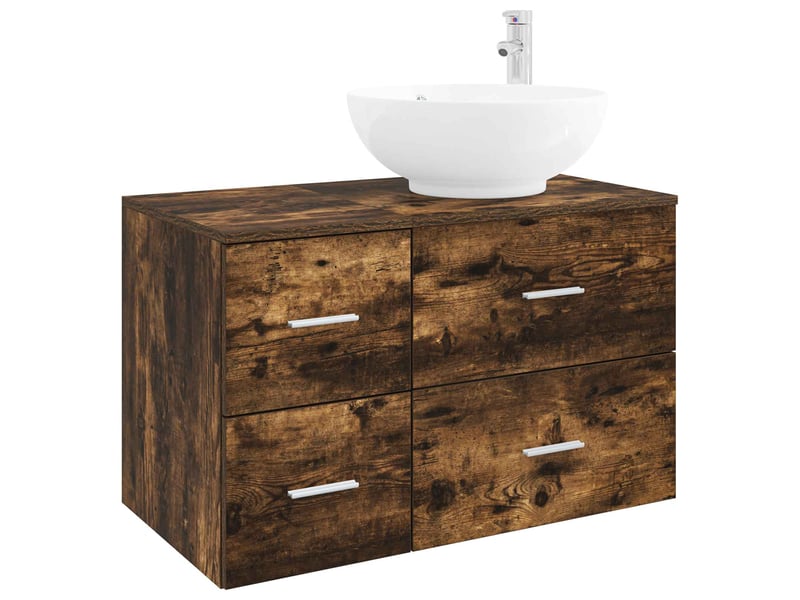 Ensemble de mobilier de salle de bain 2 pc chêne fumé cf64080 - Conforama A
