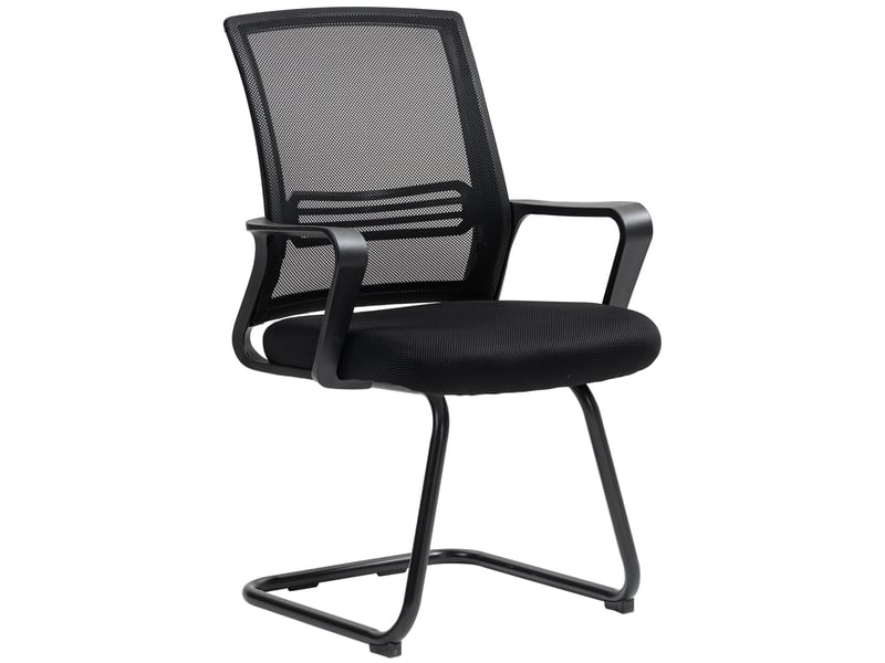  Chaise de bureau ergonomique en maille avec mousse pieds métalliques base luge noire  - Conforama E