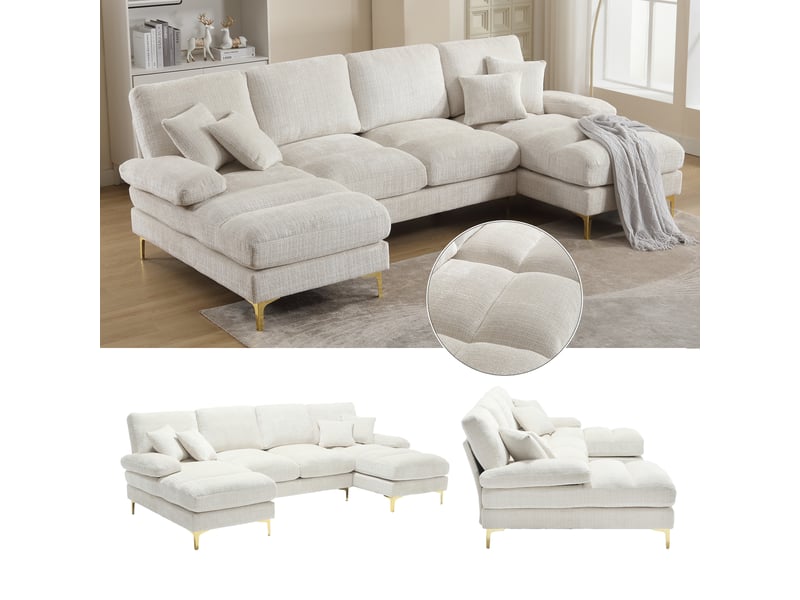 Canapé d'angle, canapé chenille – en chenille, pour salon, pour appartement, forme u - Conforama R