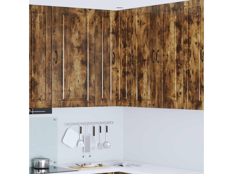  Meuble mural de cuisine, armoire d'angle cuisine porto chêne fumé 57x57x100cm  - Conforama B