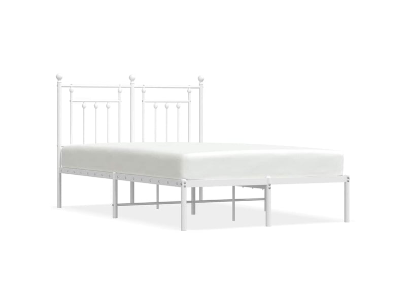  Lit double- lit adulte -  cadre de lit métal sans matelas et tête de lit blanc 135x190 cm  - Conforama A