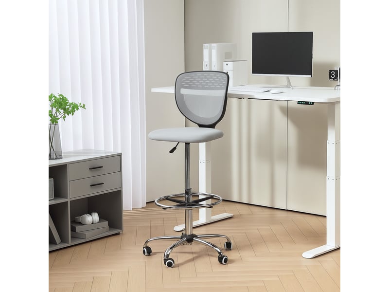  Chaise de bureau, chaise de travail, chaise de bureau, réglable en hauteur, rembourrée, gris clair  - Conforama D