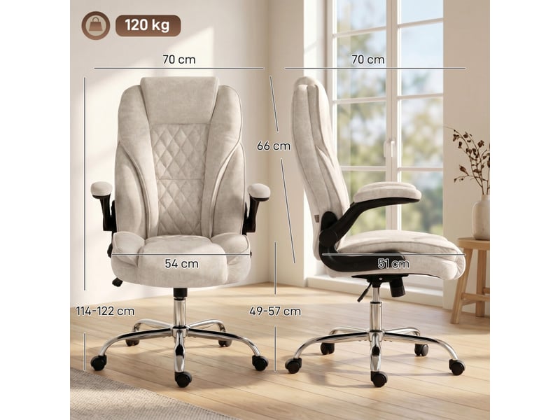  Fauteuil de bureau dainmont chesterfield réglable velours beige  - Conforama C