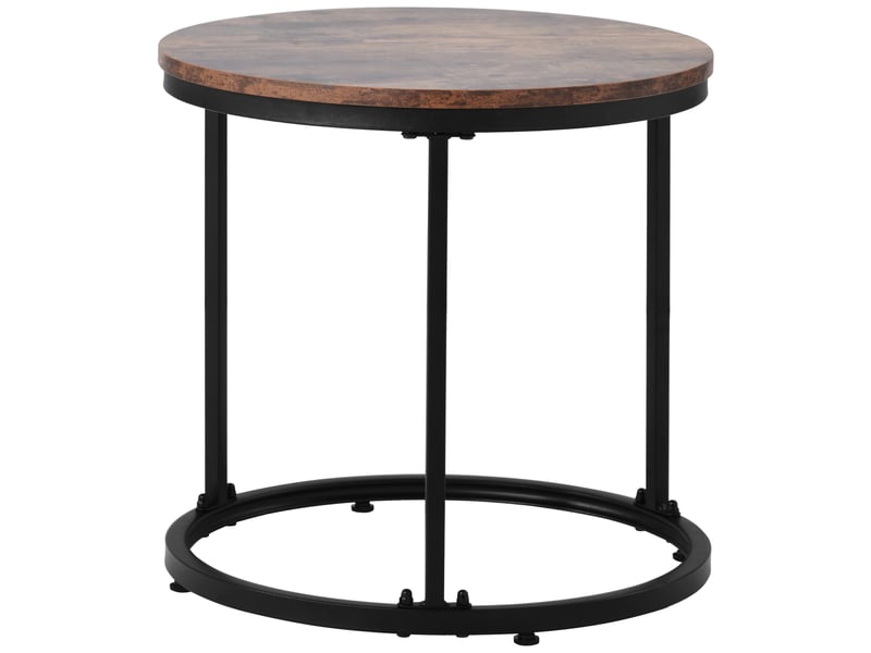  Ensemble de 2 tables basses rondes, tables basses de salon, tables d'appoint rondes gigognes, 2 tables d'appoint rondes (marron)  - Conforama E