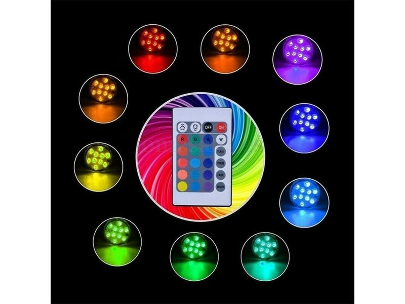 Piscine lumière rgb led ampoule télécommande sous-marin couleur vase décor bouton de plongée lumière aquarium light lampes de réservoir  - Conforama D