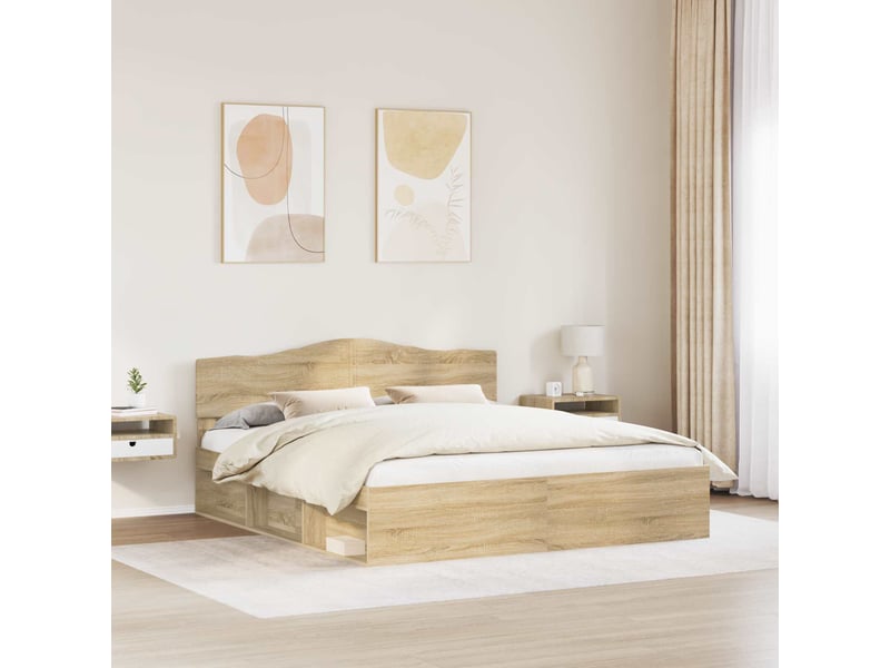  Lit double- lit adulte -  cadre de lit sonoma 200 x 200 cm bois de pin massif  - Conforama B