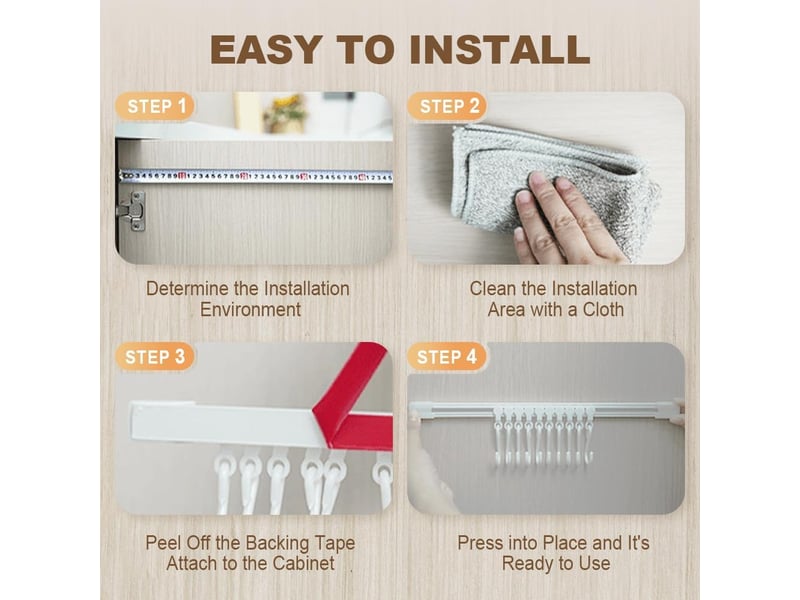  Crochet coulissant multifonctionnel, support mural pour ustensiles de cuisine, porte-ustensiles économiseur d'espace avec 10 crochets, blanc  - Conforama D