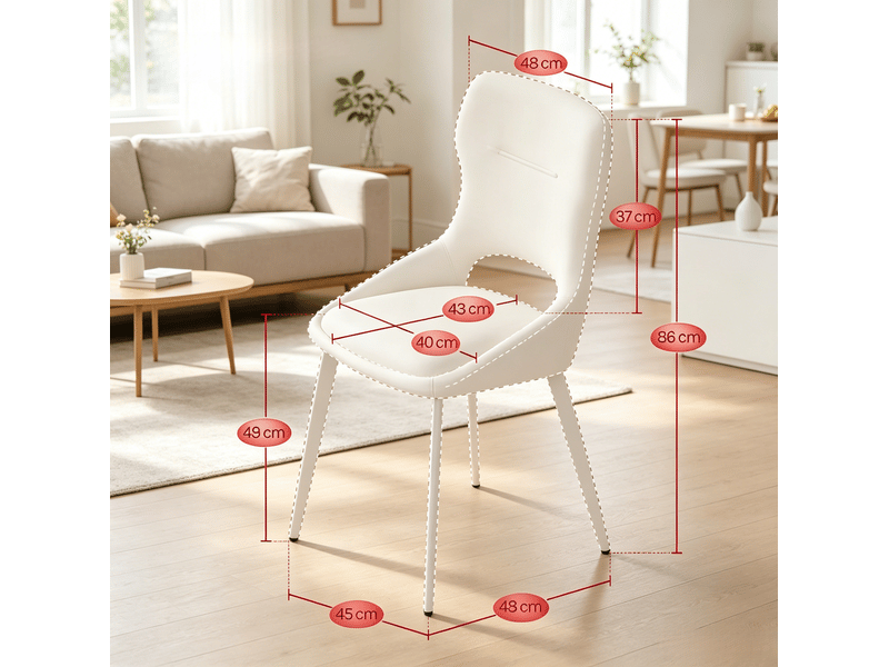  Lot de 6 chaises de salle à manger 43x40x86 cm gris chenille et métal, dossier ajouré et assise rembourrée  - Conforama C