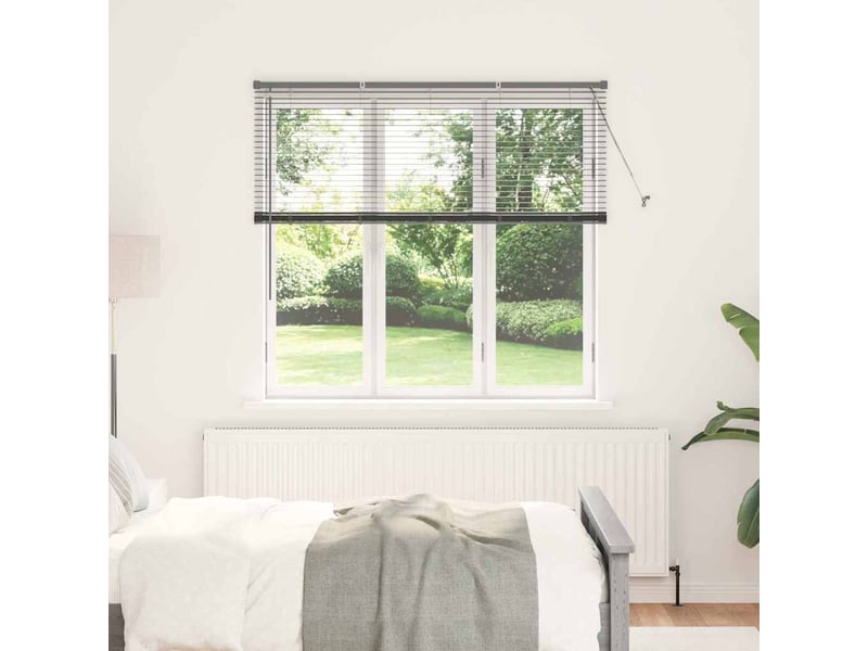 Store vénitien, store de fenêtre gris foncé 130 x 150 cm 25 mm aluminium cf47872 - Conforama B