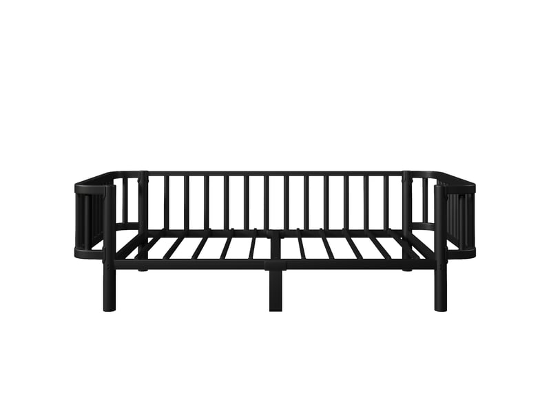  Lit banquette 90x200 cm, lit de jour avec sommier à lattes en acier, structure en métal, noir ABC - Conforama D