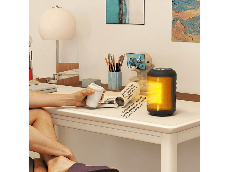  Chauffage d'appoint céramique radiateur électrique 1500w oscillant 50° noir  - Conforama D