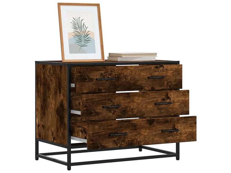  Commode chambre adulte, armoire à tiroirs chêne fumé 70x41x56 cm bois d'ingénierie  - Conforama B