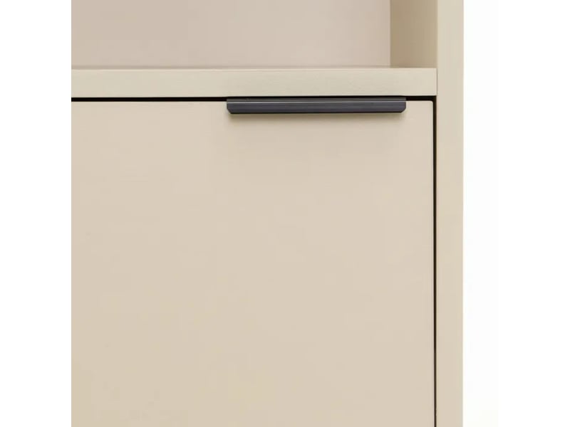  Table de chevet meuble de rangement à 1 niche et 1 porte, coloris greige - longueur 31 x profondeur 29 x hauteur 61 cm  - Conforama E