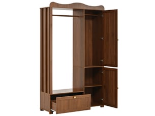 Armoire-penderie avec miroir 2 portes 1 tiroir mdf coloris noyer 115.5x38.5x194.5 cm