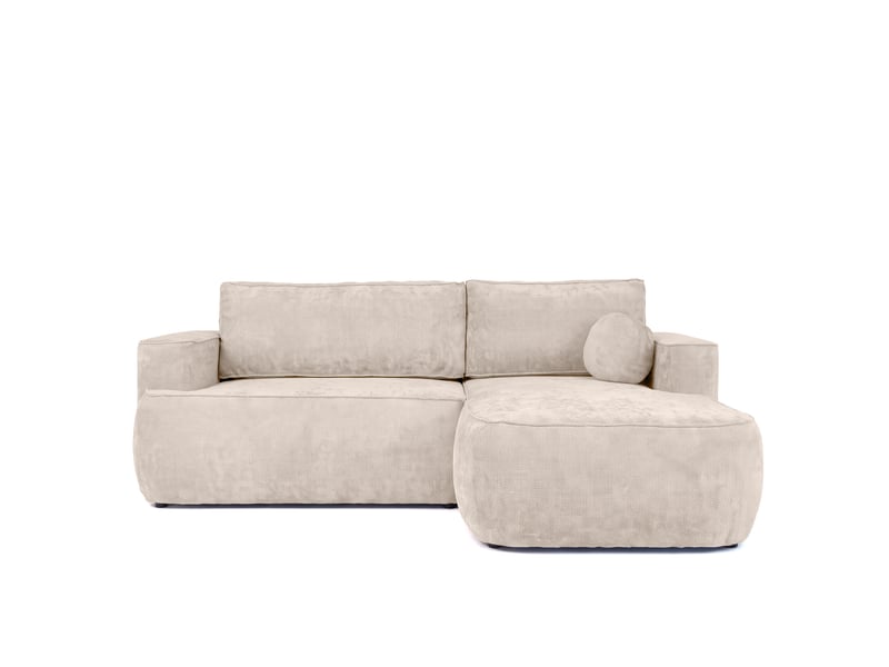  Canapé d'angle moon mini avec fonction couchage, tissu flow, droite, crème (04)  - Conforama C