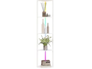 Lampadaire led rgb à 5 niveaux avec étagère, dimmable et télécommande, blanc, pratique pour salon et coin