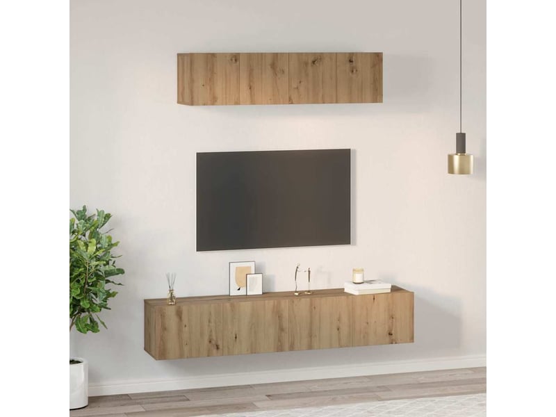  Ensemble meuble tv - banc tv - meuble de rangement 4 pcs chêne artisanal bois d'ingénierie  - Conforama D