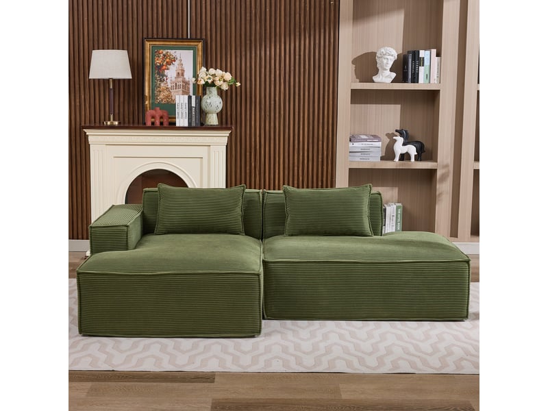  Canapé 3 places en tissu  avec 2 coussins, assise ressorts ensachés et mousse haute densité, design épuré  - Conforama W