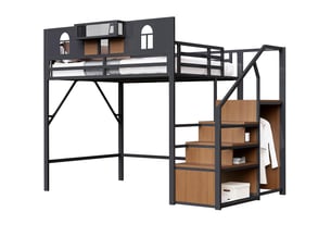 Lit mezzanine 140x200 cm <strong>OKWISH</strong>  <strong></strong> coloris noir