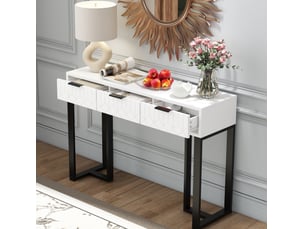 Table basse rectangulaire coloris blanc <strong>MIVRAY </strong> <strong></strong> - 36 cmx120 cm