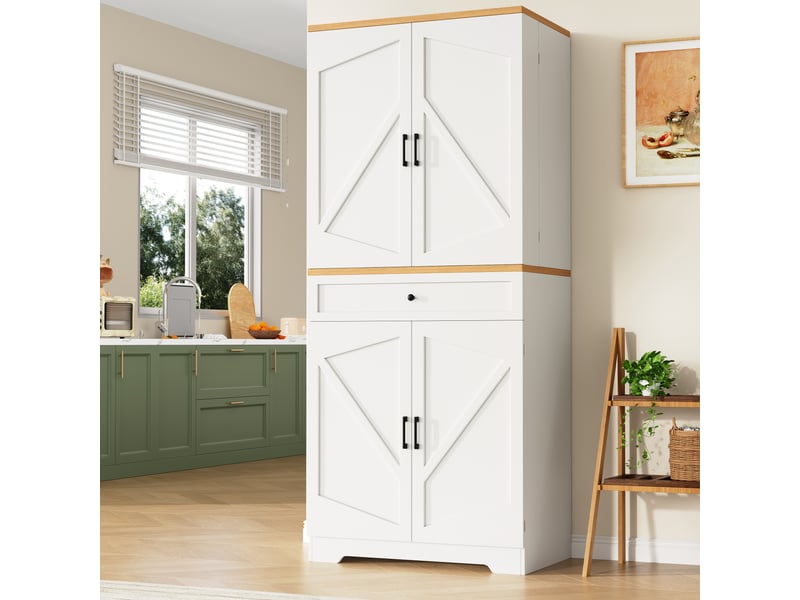  Meuble de cuisine muvano blanc à 4 portes et tiroir, buffet haut 80 x 40 x 180 cm  - Conforama C