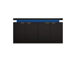 Buffet noir 4 portes mdf, meuble rangement cuisine avec éclairage led intégré, dimensions 160x39x83 cm