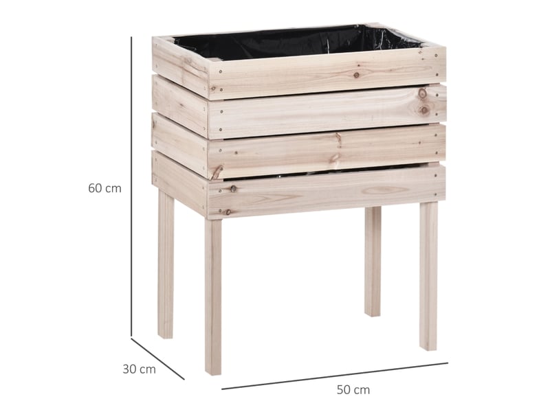  Bac à plantes surélevé - bois massif naturel - dimensions - résistant aux intempéries 50x30x60cm - Conforama C
