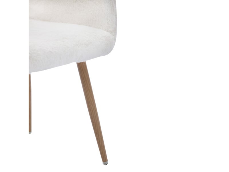  Chaises de salle à manger hengming en fourrure synthétique – style mi-siècle, pieds en acier laqué  - Conforama D